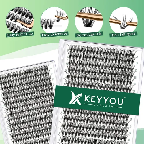 Miniatura 23 de Extensiones de racimos de pestañas 300 piezas, pestañas individuales 40D 0.07D rizado 11mm, para colocar en casa, bandeja grande de volumen