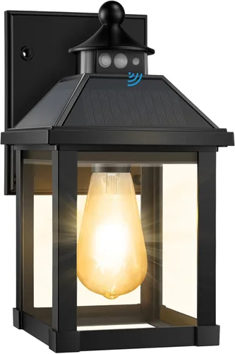 Luces de Aplique Solar para Exteriores Montaje en Pared Luz Solar para Porche Exterior Impermeable con 3 Modos de Iluminación y Sensor de Movimiento