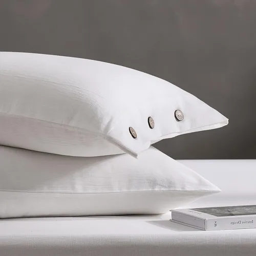 JELLYMONI Juego de 2 fundas de almohada de algodón tamaño King de 20 x 36 pulgadas, color blanco crema, 100% algodón lavado, suave y transpirable