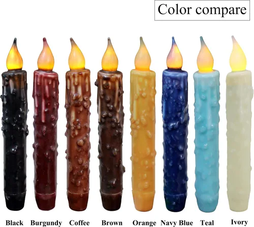 Miniatura 7 de CVHOMEDECO. Velas de cera real sumergidas a mano, funciona con pilas, temporizador, velas cónicas sin llama primitivas del país, 6-3/4 pulgadas