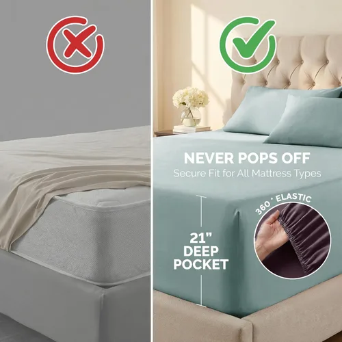 Miniatura 386 de Southshore Fine Living, Inc. Juego de 7 piezas de sábanas King divididas para cama ajustable, juego de sábanas King divididas con bolsillo de 21