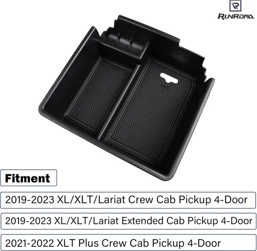 Miniatura 3 de RUNROAD Bandeja organizadora de consola central mejorada compatible con Ford Ranger 2019-2023 XL XLT Lariat, soporte para monedas, caja
