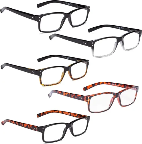 Miniatura 11 de LUR Lentes de lectura (6 unidades, bisagra de resorte, cómodos lectores de plástico (transparente)