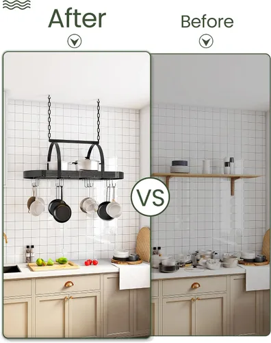 Miniatura 7 de CHOEZON Estante para ollas colgante, colgador de ollas para la cocina, soporte para ollas montado en el techo, organizador de utensilios de cocina