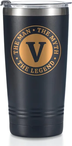 Miniatura 30 de Taza The Man the Myth the Legend con iniciales, vaso de viaje de acero inoxidable con monograma para hombres, divertida taza de café personalizada