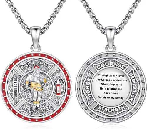 Miniatura 546 de Collar con colgante de plata de ley 925 con medalla de San Patrón, joyería religiosa para hombres y mujeres, con cadena de acero inoxidable 316L