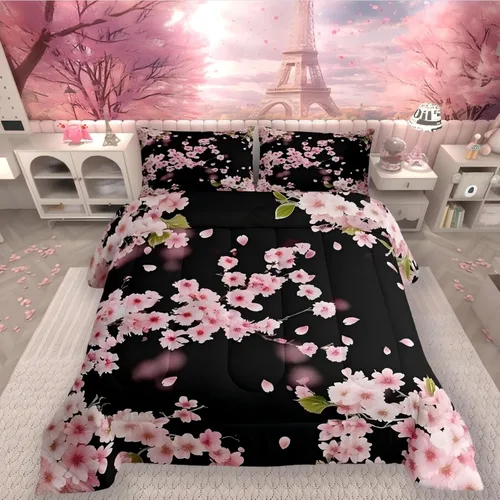 Miniatura 45 de Erosebridal Juego de ropa de cama de guepardo con rosa roja, juego de edredón con estampado de leopardo y gato, edredón romántico de plumón, Multi 03