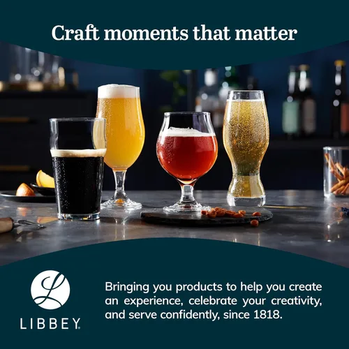 Miniatura 6 de Libbey Craft Brews - Vasos de pinta de cerveza nucleados, aptos para lavavajillas, juego de 4 vasos para cervezas ligeras, stouts, vasos de cerveza
