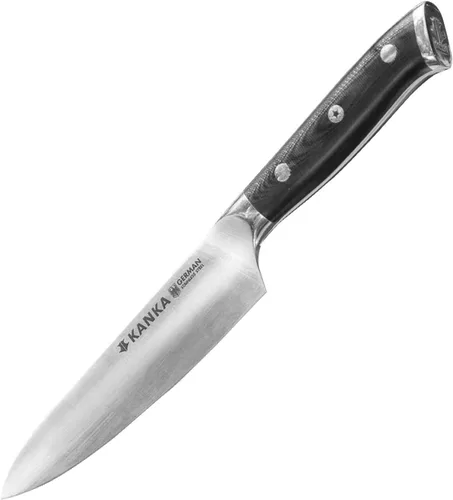 Miniatura 11 de KANKA Cuchillo de chef profesional de 8 pulgadas, acero inoxidable 1.4116 de alta calidad, mango de fibra de vidrio G-10 ultra premium, funda