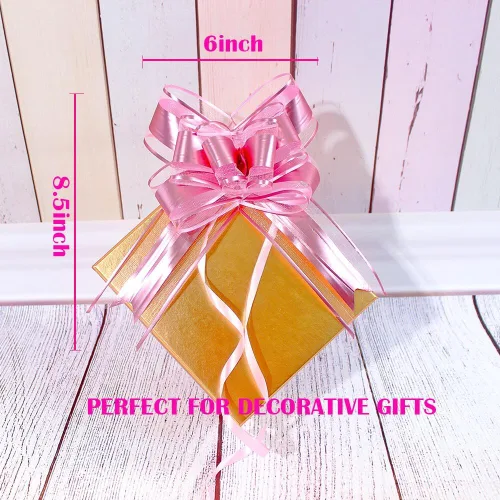 Miniatura 4 de WEWILUCK Lazos de regalo para regalos, lazos rosas para envolver regalos, lazos de regalo con cinta para bodas, despedidas de soltera y decoración