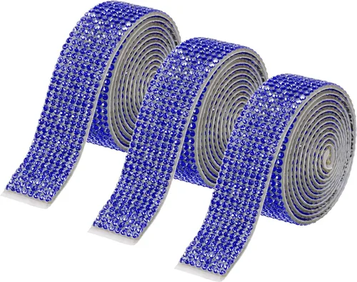 Miniatura 57 de MECCANIXITY 3 rollos de cinta de diamantes de imitación autoadhesiva de 3 yardas y 0.315 in para proyectos de artes y manualidades, pasteles de Beige