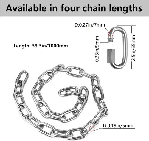 Miniatura 2 de 2 cadenas de acero inoxidable (39 pulgadas), accesorios de columpio resistentes, 4 hebillas de conexión rápida, para interiores y exteriores