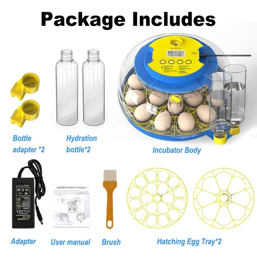 Miniatura 8 de Cieex - Incubadora de 18 huevos para incubar pollo, codornices, patos, loros, gansos con giro automático de huevos y control de humedad, incubadora