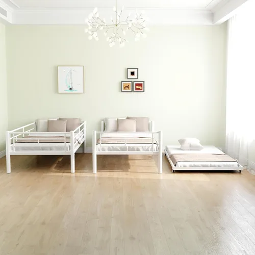 Miniatura 3 de Litera de metal individual sobre cama individual con nido, se puede dividir en dos camas con escalera y barandilla de protección para adultos,