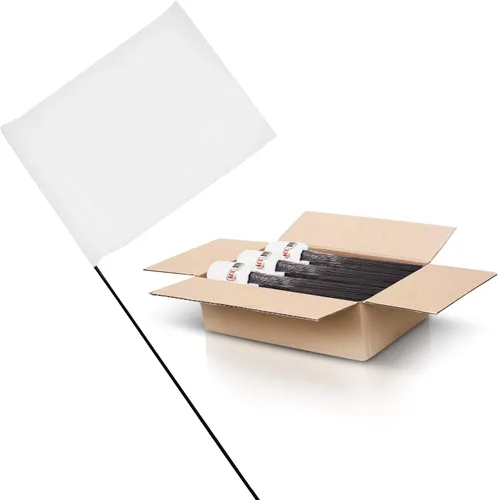 Miniatura 23 de Banderas blancas para marcar el patio, banderas invisibles de 4 x 5 x 15 pulgadas para perros, paquete de 100 unidades, marcador de entrenamiento