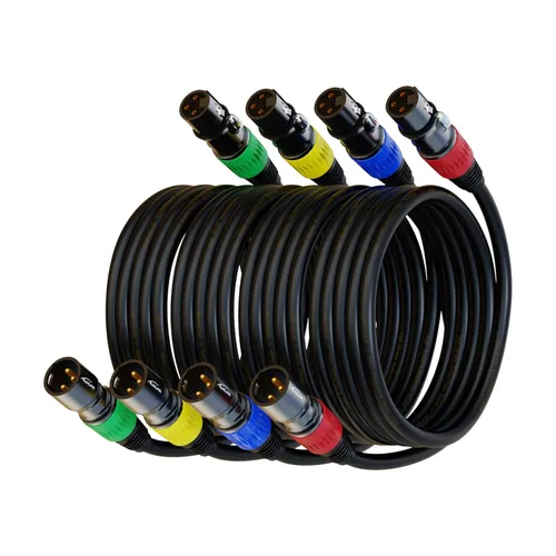 Miniatura 14 de Cables XLR, cable de micrófono de 3 pies, paquete de 10 unidades, XLR macho a hembra chapado en oro de 3 pines, cable de 10 colores, cable
