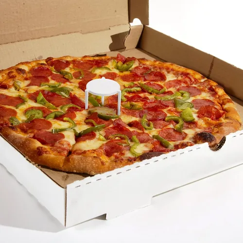 Miniatura 6 de ZEAYEA 600 piezas de soporte para guardar pizza, apilamiento de plástico para pizza de mesa, protector de pizza blanca desechable para contenedor