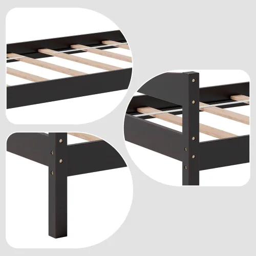 Miniatura 6 de NAFORT Marco de cama de madera de tamaño individual, base de cama con cabecera y estribo, marcos de cama para niños y niñas, base de colchón