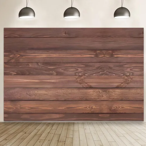 Miniatura 7 de Telón de fondo de madera para fotografía de fiesta, 8 x 8 pies, color marrón rústico, fondo de madera para fotos, fondo de panel de madera