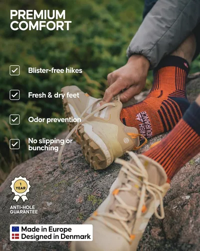 Miniatura 3 de DANISH ENDURANCE Hiking Socks, Lightweight, Merino Wool Socks for Men & Women, Moisture Wicking Crew Socks, 1 Pack