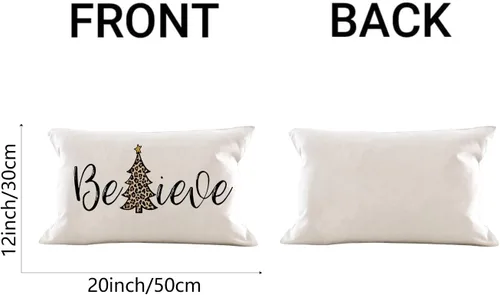 Miniatura 5 de AOFANGGO Funda de almohada de Navidad de 12 x 20 pulgadas, decoración navideña de árbol de leopardo, funda de cojín rústica para cama, silla, sofá