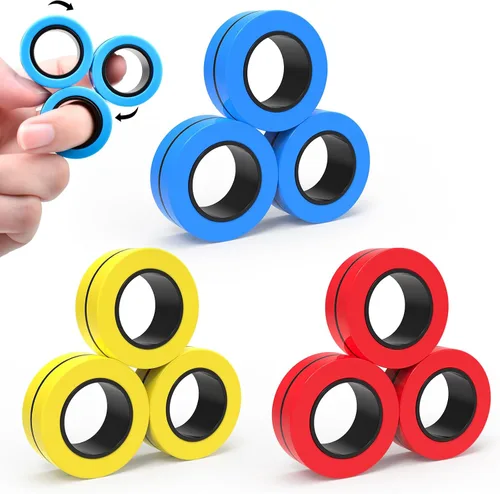 Miniatura 18 de Cevioce Juego de 15 anillos magnéticos giratorios, paquete de spinners magnéticos para ansiedad TDAH para adultos y adolescentes, juguete de alivio