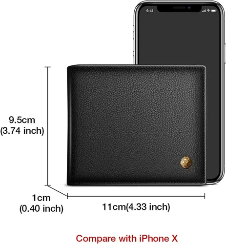 Miniatura 9 de LAORENTOU Billeteras de cuero genuino para hombre, billeteras plegables con cremallera, bolsillo para monedas, casual, cartera delgada