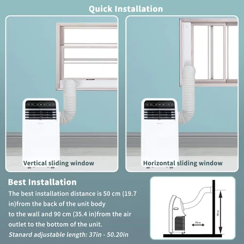 Miniatura 4 de Shinco 8,000 BTU aire acondicionado portátil con función de deshumidificador incorporada, modo ventilador, unidad de CA silenciosa que enfría
