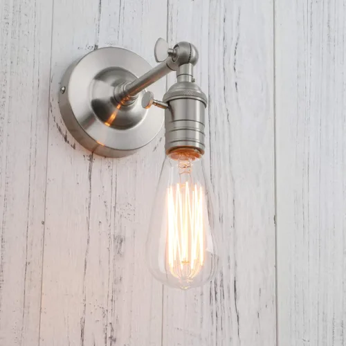 Miniatura 3 de PERMO lámpara estilo candelabro de metal industrial vintage para montar en pared Mini única (cepillado)