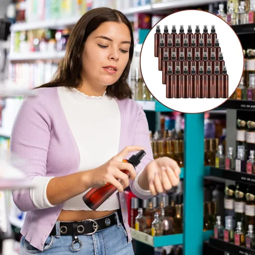 Miniatura 5 de Eccliy 32 botellas de spray de 8 onzas, botellas de limpieza de niebla fina, pulverizador de viaje de plástico vacío transparente, rociador Ámbar