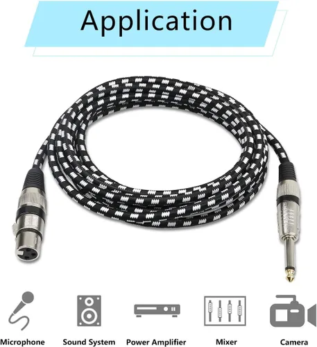 Miniatura 6 de Cable de micrófono XLR hembra a cables TS de 1/4 de pulgada, cable TS a XLR XLR hembra a TS macho desequilibrado, conectores chapados en oro - 6