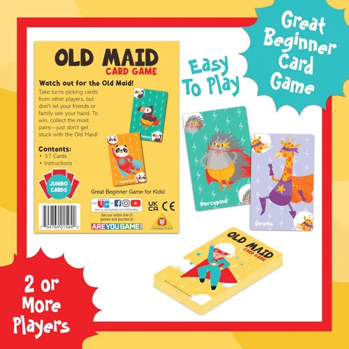 Miniatura 6 de University Games Juego de cartas Vieja Soltera - Tamaño Jumbo, Tarjetas de personajes coloridas para niños de 4 años en adelante, juego divertido