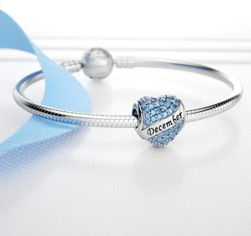 Miniatura 2 de Abalorio Dalaran de plata de ley 925 con forma de corazón, para brazalete, feliz cumpleaños, para mujer