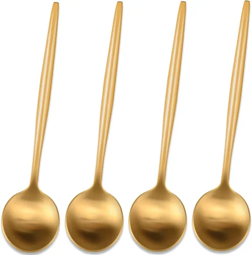 Miniatura 21 de DEHOV 4 cucharas de café 18/10 de acero inoxidable negro satinado de 6.7 pulgadas, cuchara de té helado, cucharas para remover espresso, cucharas