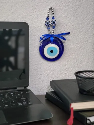 Miniatura 7 de LUCKBOOSTIUM Amuleto único y elegante contra el mal de ojo con cuentas de cristal azul para colgar en el auto, dijes para fuerza, protección