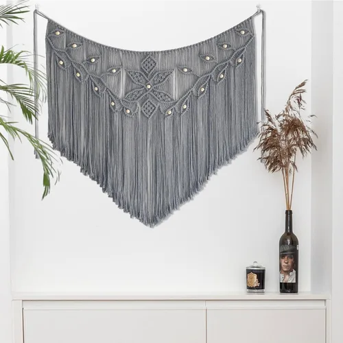 Miniatura 7 de Youngeast Decoración para el hogar, macramé en forma de hoja, tapiz tejido para colgar en la pared, cortina de dormitorio, guirnalda de flecos