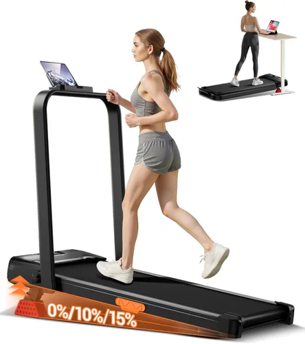 Caminadora 3 en 1 con inclinación del 15%, cintas de correr plegables para el hogar | 6.2MPH Max Speed, 300Lbs Weight Capacity, 2.5HP Brushless,