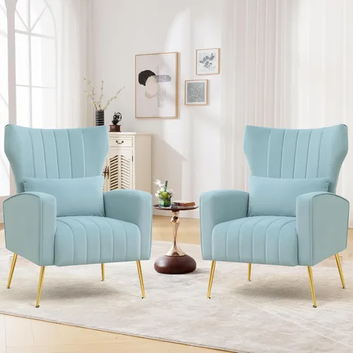 Miniatura 16 de Silla de Acento Moderna Cómoda Sillón con Respaldo Alto con Almohada Silla Tapizada con Carcasa Silla de Lectura para Dormitorio, Sala de Estar