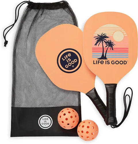 Miniatura 10 de Life is Good Juego de iniciación de pickleball - Incluye 2 paletas de pickleball de madera, 2 bolas de pickleball de tamaño reglamentario y bolsa