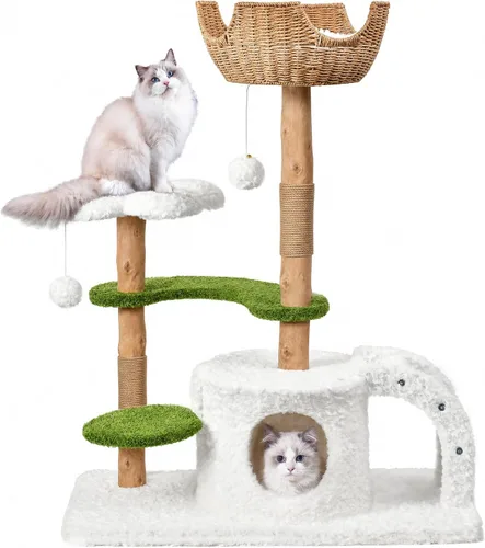 Miniatura 7 de Easyego Árbol de Gato Moderno, Torre de Árbol de Gato de Madera Estética para Gatos Grandes, Condominio de Lujo para Gatos con Postes para Rascar