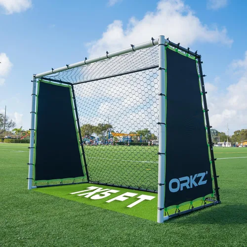 Entrenador de rebote de portería de fútbol 3 en 1 | Red de rebote ultra sensible grande de 7 x 5 pies para práctica de fútbol, paso alto, paso bajo