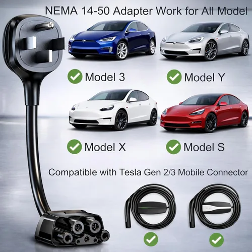 Miniatura 4 de Adaptador para Tesla NEMA 14-50, adaptador de cargador móvil Tesla solo para Gen 2 y 3, enchufe de 240 V y toma de corriente 14-50 a 32 amperios