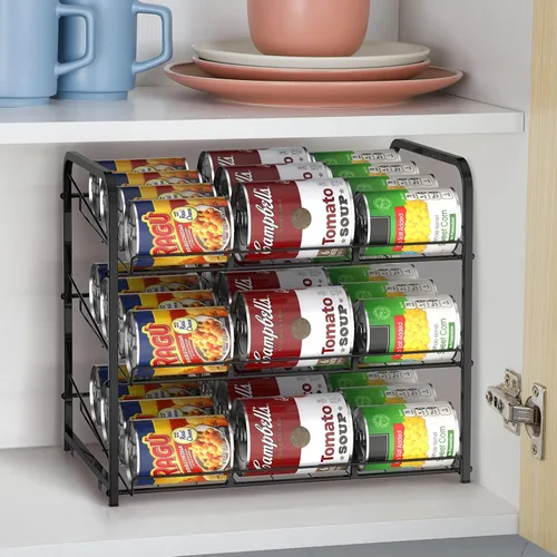 Miniatura 5 de BTY Organizador de latas para despensa apilable, paquete de 2, organizador de almacenamiento de latas, dispensadores de latas, espacio pequeño