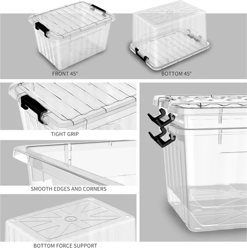 Miniatura 4 de Cetomo Contenedor de almacenamiento con tapa, caja de almacenamiento apilable con tapa y cierre a presión, contenedor de plástico transparente