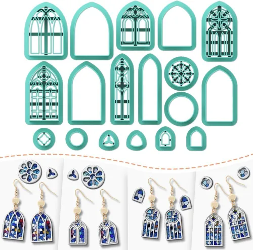 Miniatura 9 de Cortadores de Arcilla Polimérica - 12 Formas de Aretes de Joyería de Cuero con Torsión, Cortadores de Arcilla Polimérica para Joyería, Kit