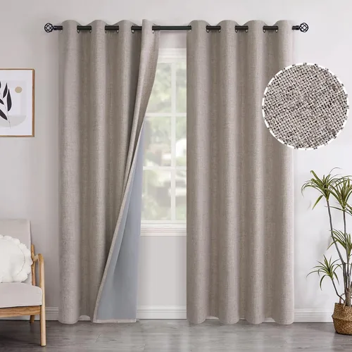 Miniatura 57 de YoungsTex - Cortinas opacas de lino para dormitorio, oscurecimiento de la habitación, cortinas con textura de lino, paneles con aislamiento térmico