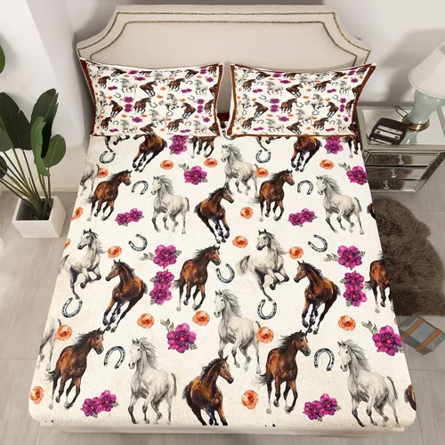 Miniatura 22 de Erosebridal Sábana bajera ajustable de vaquero, tamaño individual, desierto salvaje oeste americano, ilustración dibujada a mano, para decoración