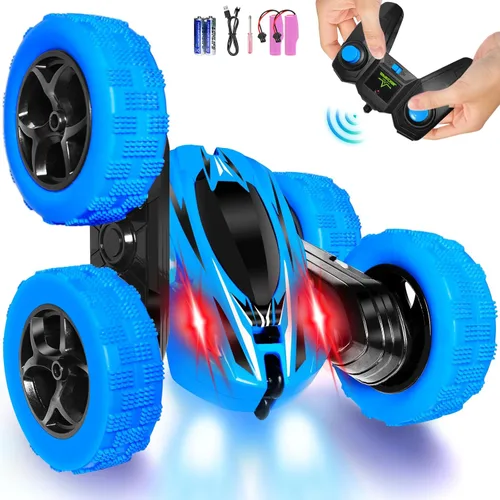 FREE TO FLY Automóvil de control remoto para niños: coches RC de voltereta 360 2.4Ghz, coche de acrobacias giratorio de doble cara para niños de 6 a