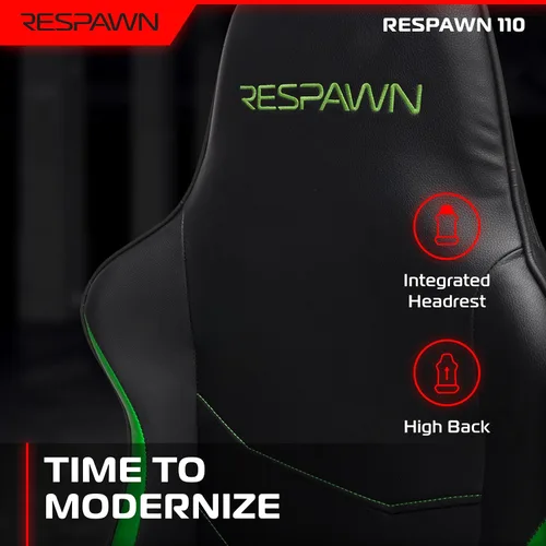 Miniatura 4 de Respawn Silla ergonómica 110 para juegos, silla giratoria reclinable para videojuegos de oficina con soporte lumbar, reposacabezas, resistente, Verde