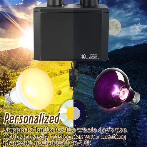 Miniatura 2 de Lámpara de cúpula profunda 2 en 1 para reptiles, lámpara de iluminación de calor de reptiles con encendido/apagado individual para terrarios